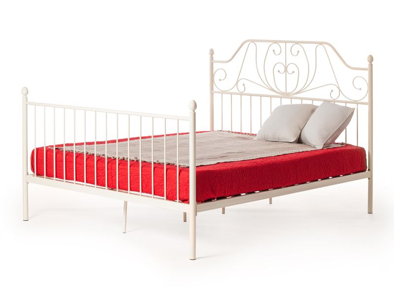 Кровать Eric Wood slat base металл 160x200 см (Queen bed) цвет белый (butter white)