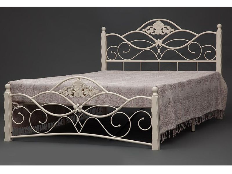 Кровать кованая Canzona металлическое основание (160 см x 200 см) цвет белый