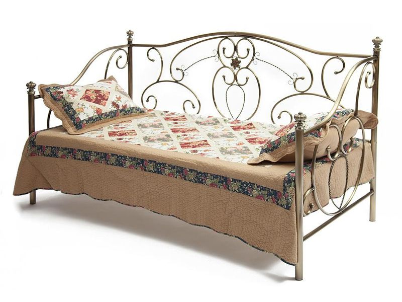 Кровать-кушетка Jane основание из деревянных ламелей (90см x 200см) цвет античная медь