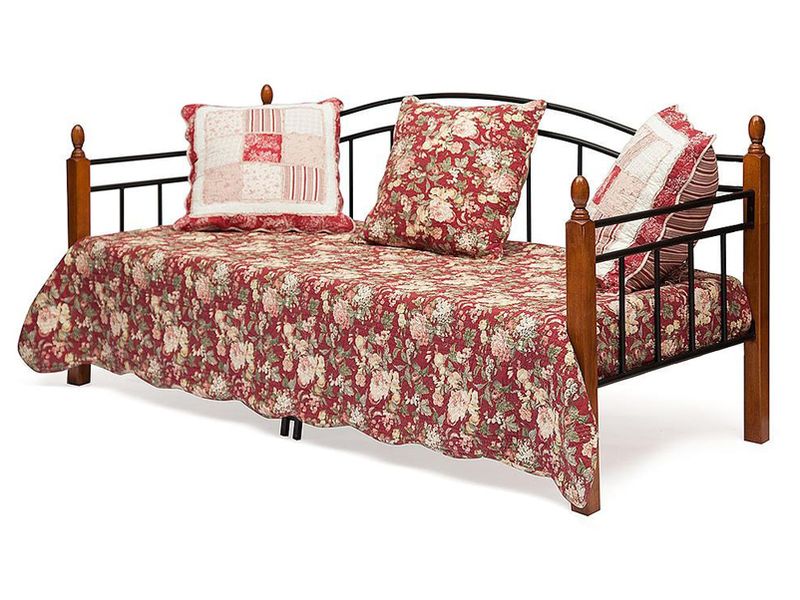Кровать-кушетка Landler металлическое основание (90см x 200см) цвет красный дуб/черный