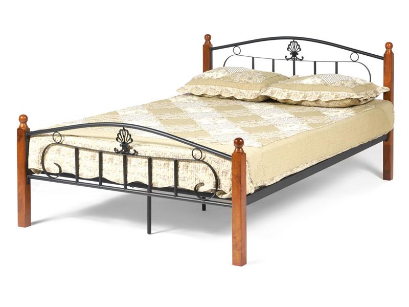 Кровать Rumba AT 203 основание из деревянных ламелей (140 см x 200 см) цвет красный дуб/черный