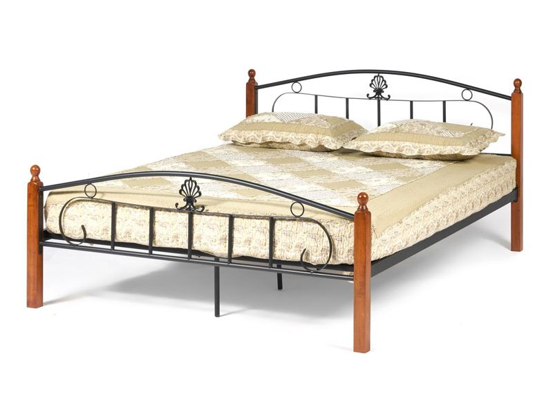 Кровать Rumba AT 203 основание из деревянных ламелей (160 см x 200 см) цвет красный дуб/черный