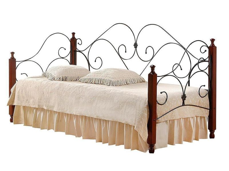 Кровать Соната основание из деревянных ламелей (90 см x 200 см) цвет красный дуб/черный