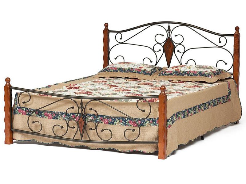 Кровать двуспальная Viking металлическое основание (160 см x 200 см) цвет красный дуб/черный