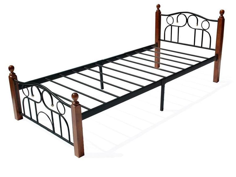 Кровать AT 808 металлическое основание (90 см x 200 см) цвет красный дуб/черный