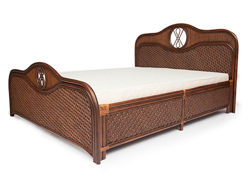 плетеная кровать из натурального ротанга Андреа - античный коричневый