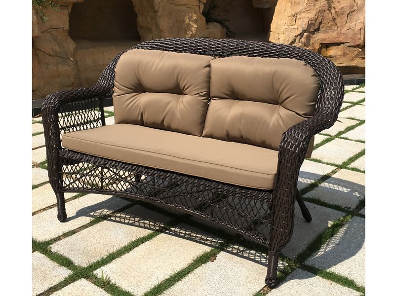 двухместный диван из искусственного ротанга LV520 - коричневый