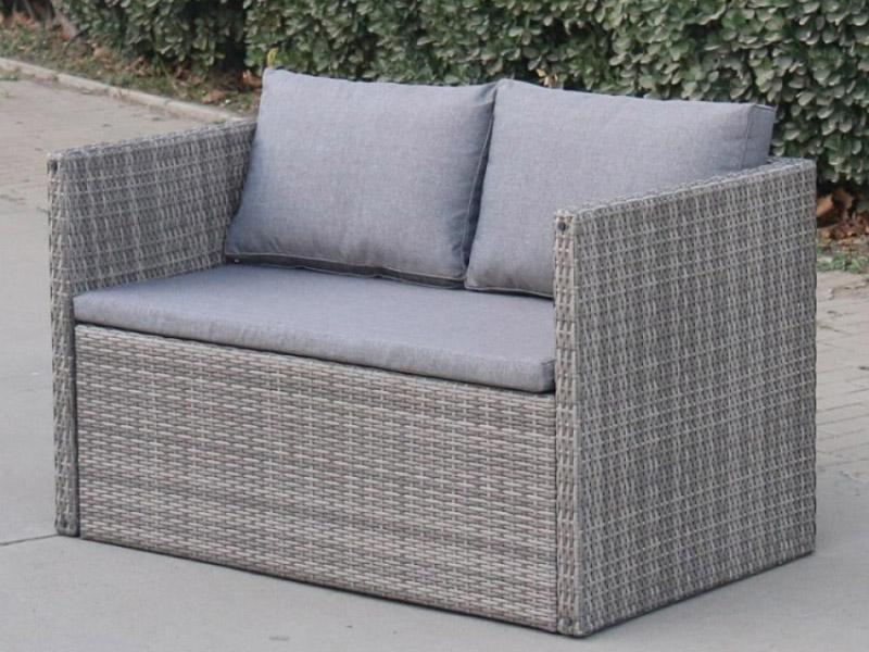 плетеный диван-трансформер из искусственного ротанга S330G-W78 цвет Grey