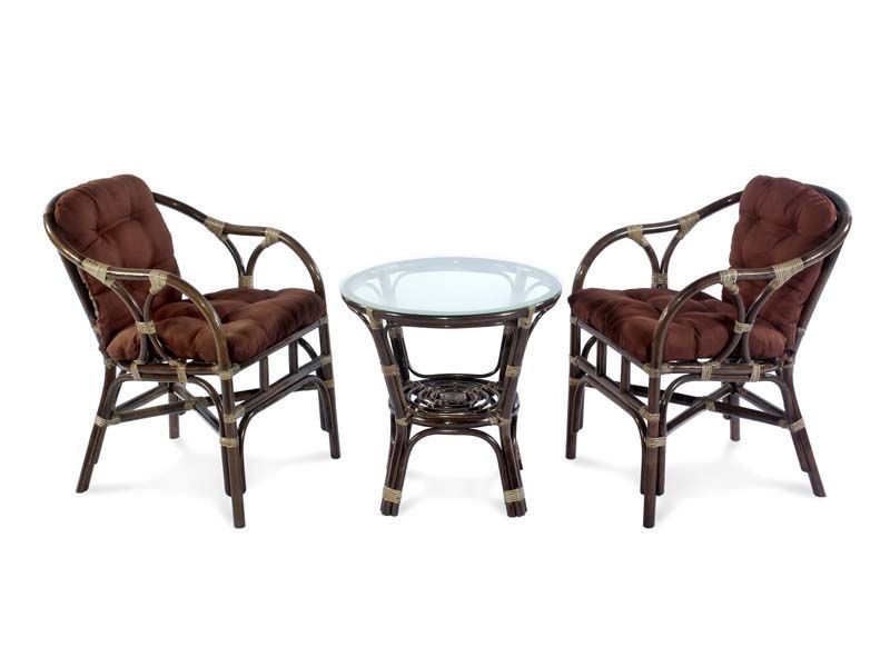 кофейный комплект мебели из натурального ротанга Terrace Set цвет браун