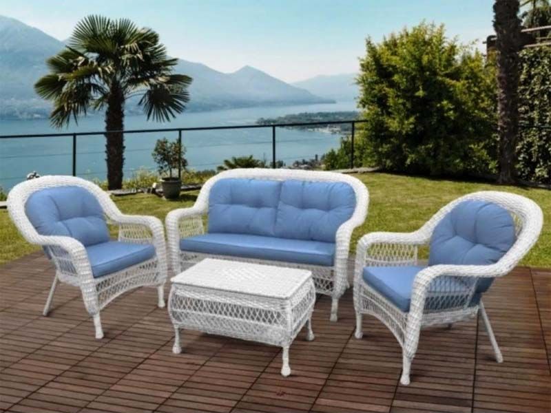 Комплект мебели из искусственного ротанга LV520 White/Blue Белый