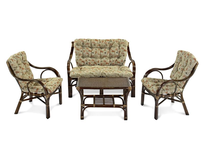комплект мебели из ротанга Макита - цвет браун/подушки шафран