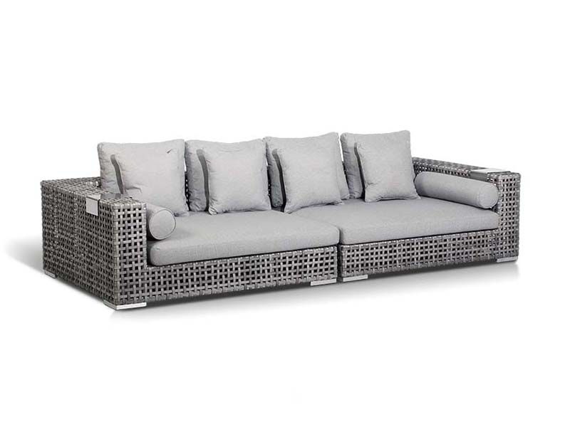 модульный диван из искусственного ротанга Канти - светло-серый