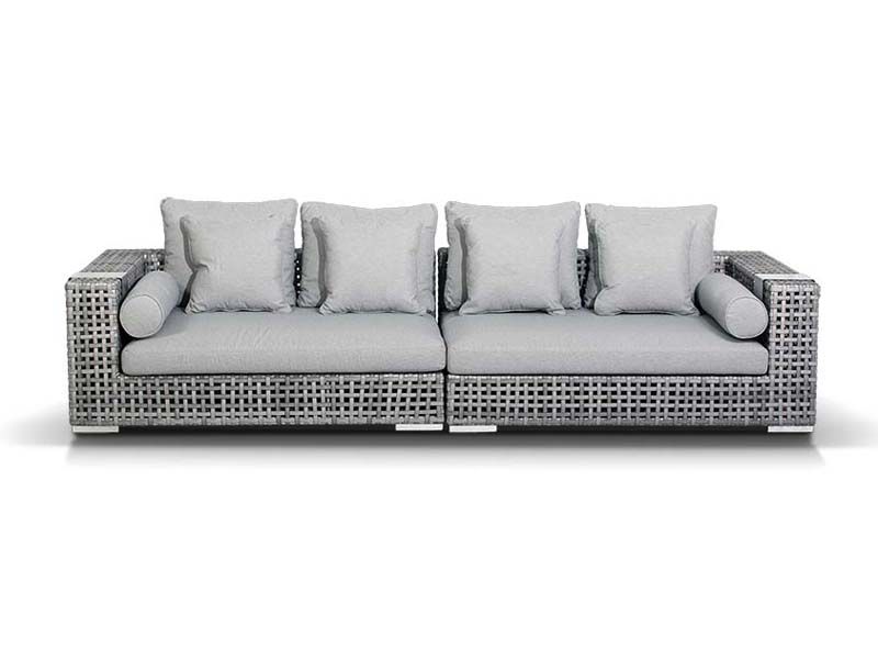 модульный диван из искусственного ротанга Канти - светло-серый