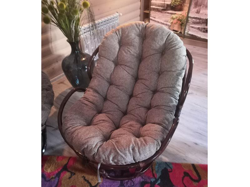 подушка для кресла из ротанга Папасан Челси ткань рогожка Scandinavia коричневая