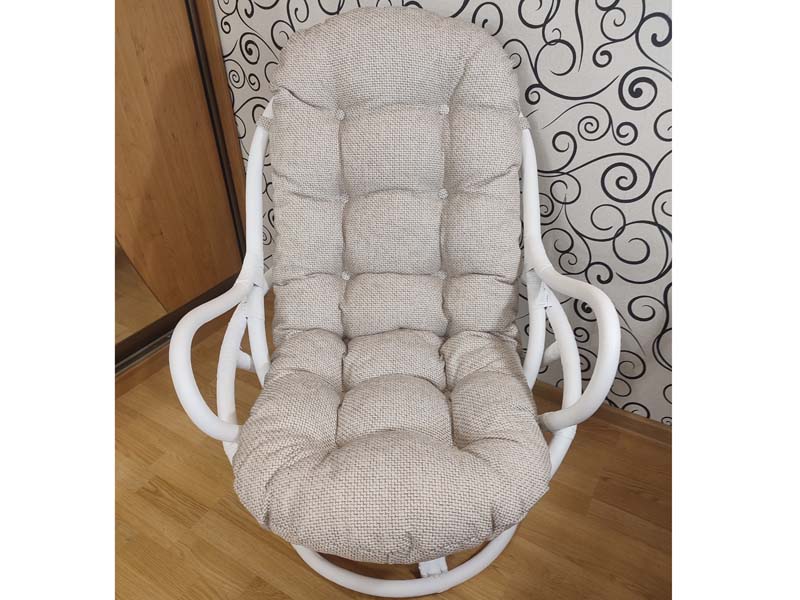 Подушка для кресла-качалки из ротанга бежевая рогожка скандинавия