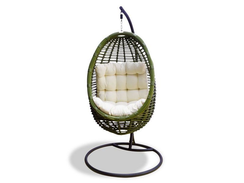 подвесное кресло Bamboo - цвет зеленый с подушкой цвета ваниль