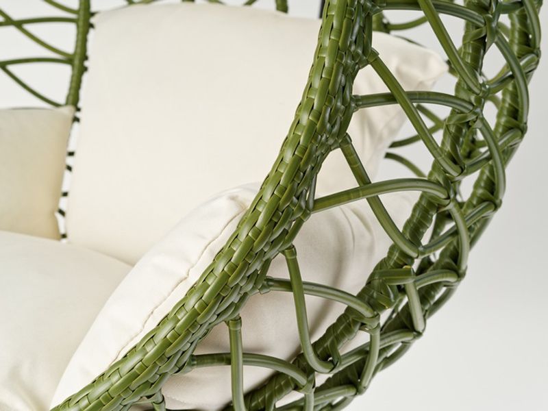 подвесное кресло Aura - цвет плетения зеленый / подушка светлая