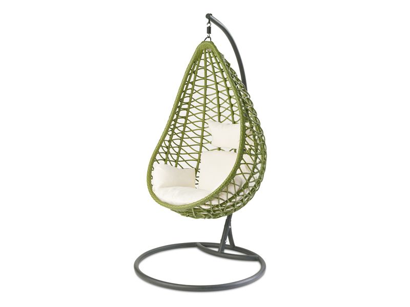 подвесное кресло Aura - цвет плетения зеленый / подушка светлая