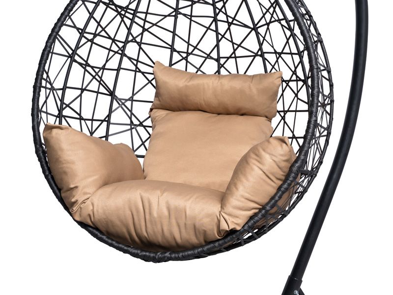 подвесное кресло Alicante - цвет черный с бежевой подушкой