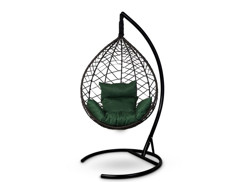 подвесное кресло Alicante цвет коричневый с зеленой подушкой