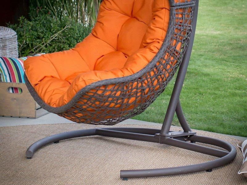 подвесное кресло Барселона - цвет черный с оранжевой подушкой
