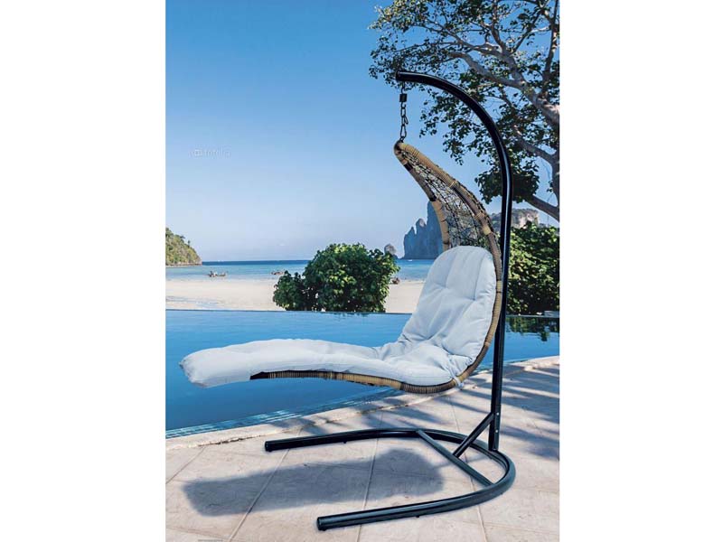 подвесное кресло-шезлонг Relaxa - цвет коричневый со светло-серой подушкой