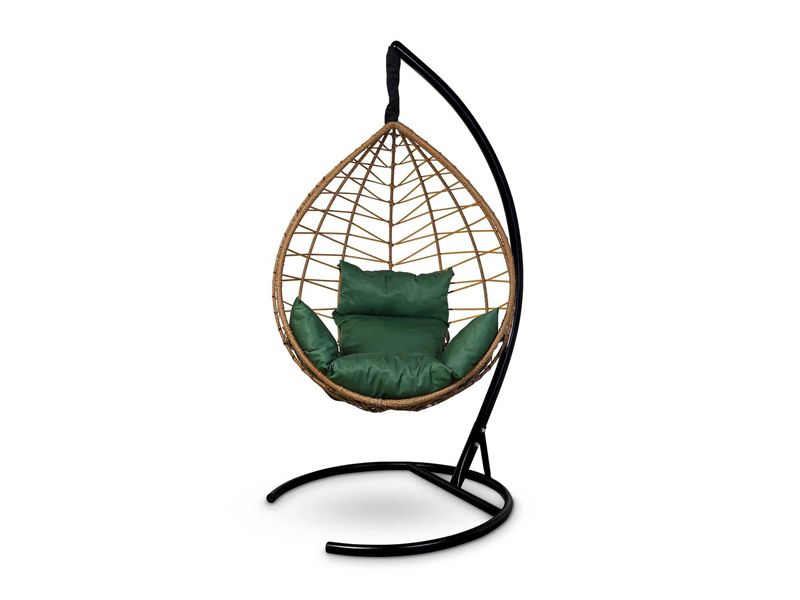 подвесное кресло Alicante - цвет бежевый с зеленой подушкой