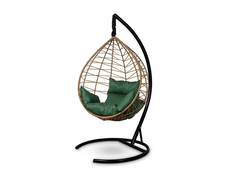 подвесное кресло Alicante - цвет бежевый с зеленой подушкой