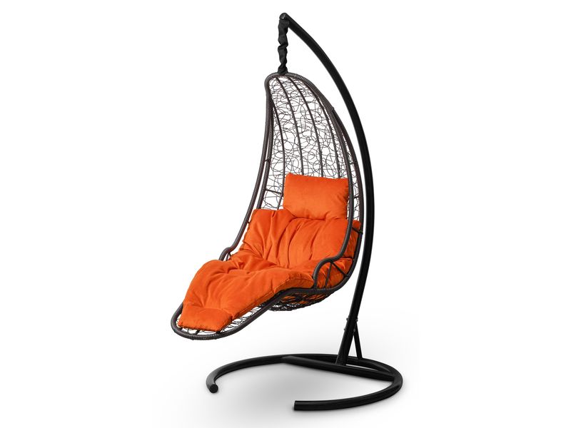 подвесное кресло Luna цвет черный с оранжевой подушкой