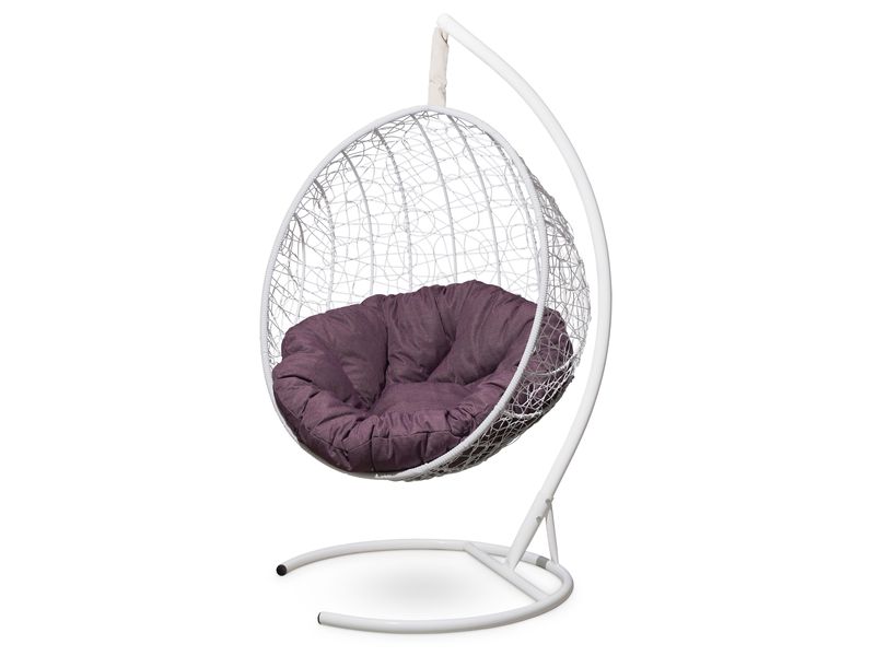 подвесное кресло Malaga цвет белый с фиолетовой подушкой