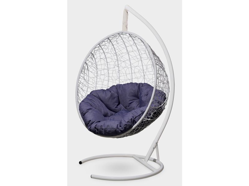 подвесное кресло Malaga цвет белый с синей подушкой