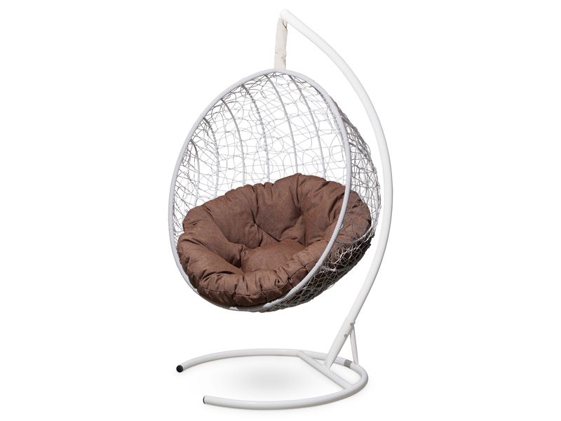 подвесное кресло Malaga цвет белый с коричневой подушкой