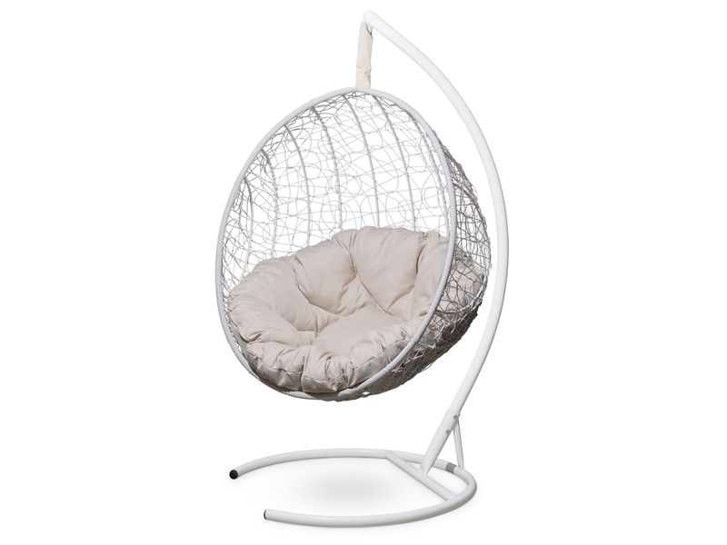 подвесное кресло Malaga цвет белый с бежевой подушкой