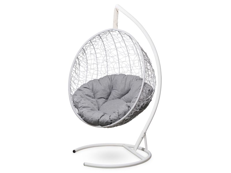 подвесное кресло Malaga цвет белый с серой подушкой