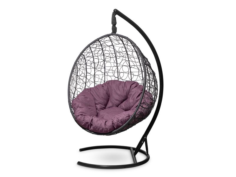 подвесное кресло Malaga цвет черный с фиолетовой подушкой