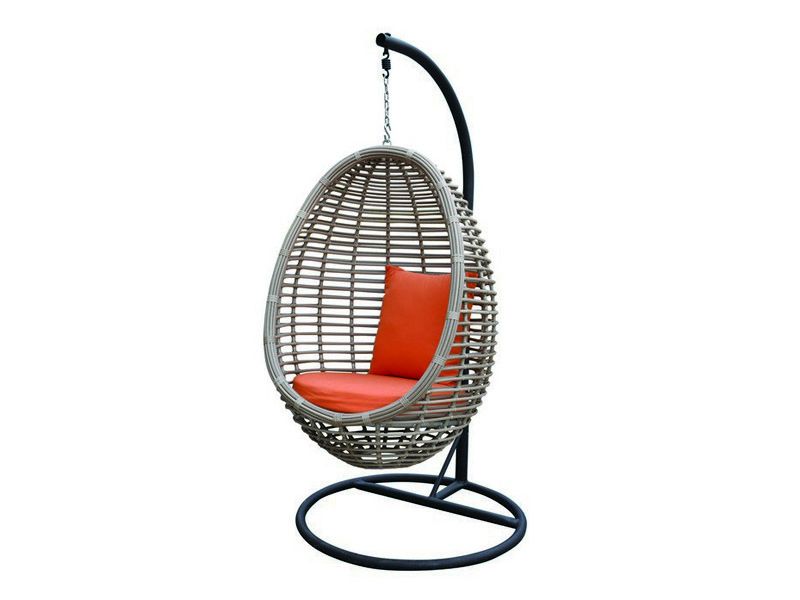 подвесное кресло Peony - цвет светло-коричневый / оранжевая подушка