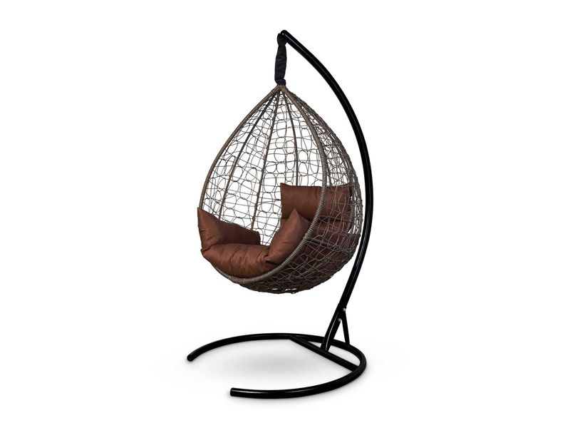 подвесное кресло Sevilla - цвет шоколад с коричневой подушкой