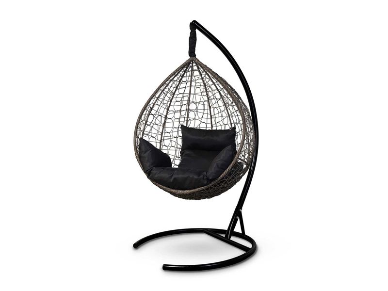 подвесное кресло Sevilla - цвет шоколад с черной подушкой