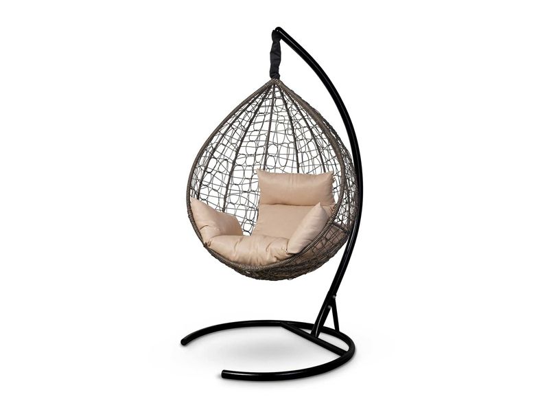 подвесное кресло Sevilla - цвет шоколад с бежевой подушкой
