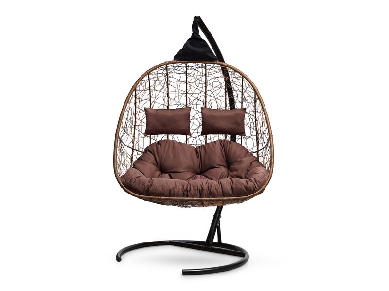 подвесное кресло для двоих Sevilla Twin цвет горячий шоколад с коричневой подушкой