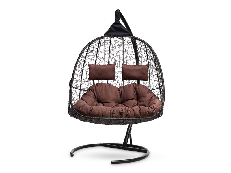 подвесное кресло для двоих Sevilla Twin цвет коричневый с коричневой подушкой