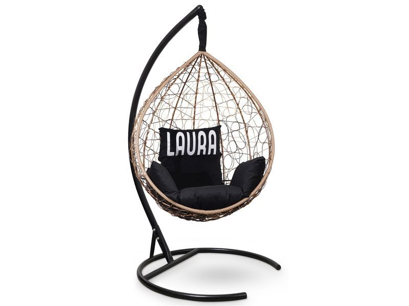 подвесное кресло Sevilla Velour цвет горячий шоколод с черной подушкой