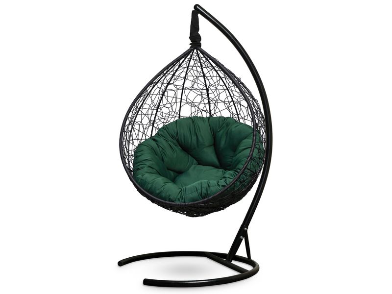 подвесное кресло Sevilla Verde цвет черный с зеленой подушкой