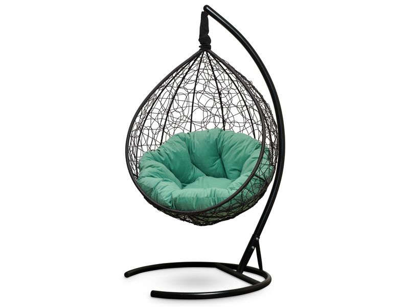 подвесное кресло Sevilla Verde Velour цвет черный с зеленой подушкой