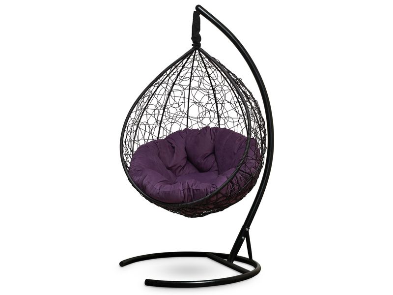 подвесное кресло Sevilla Verde Velour цвет черный с фиолетовой подушкой