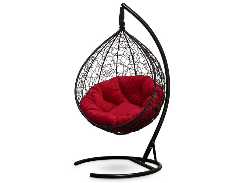 подвесное кресло Sevilla Verde Velour цвет черный с красной подушкой
