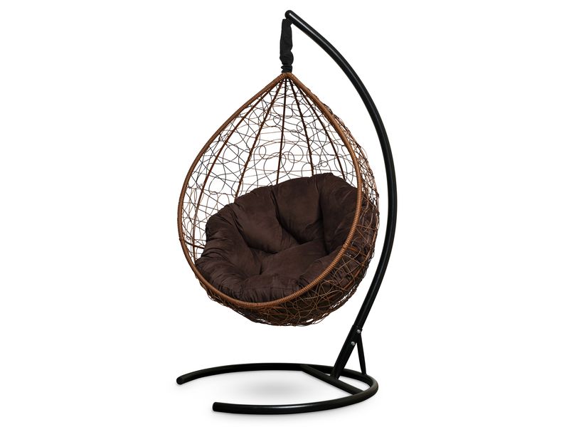 подвесное кресло Sevilla Verde Velour цвет горячий шоколад с коричневой подушкой
