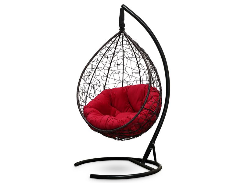 подвесное кресло Sevilla Verde Velour цвет коричневый с красной подушкой