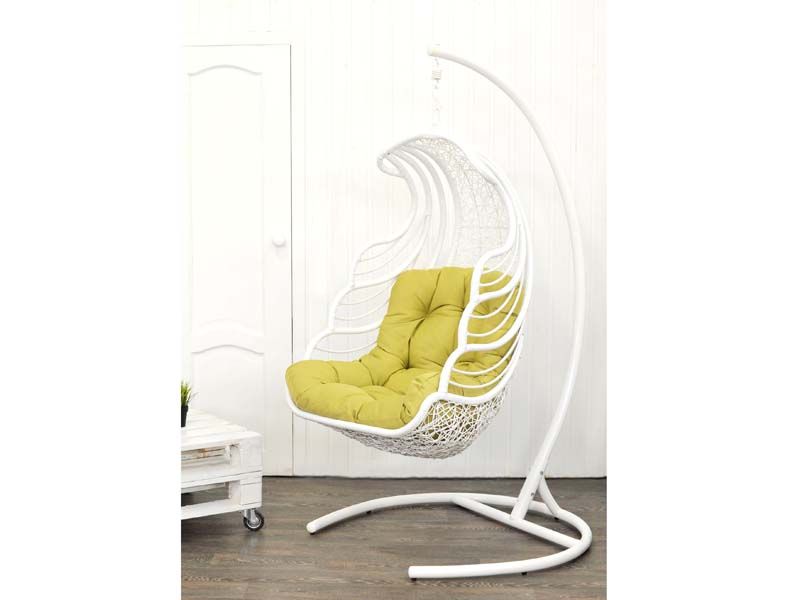 подвесное кресло Shell - цвет белый / подушка светло-зеленая