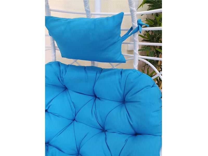 подвесное кресло Veil2 белое с бирюзовой подушкой